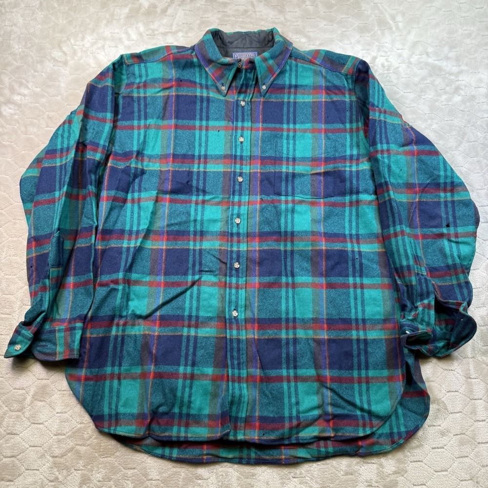 VTG‎ Pendleton Shirt Mens XL Lodge 100% Wool Shirt HOLES See Pics